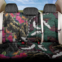 Hawaiian and Japanese Culture Back Car Seat Cover Crane Sakura Hibiscus Tropical Vibes