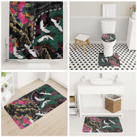 Hawaiian and Japanese Culture Bathroom Set Crane Sakura Hibiscus Tropical Vibes