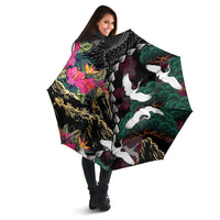 Hawaiian and Japanese Culture Umbrella Crane Sakura Hibiscus Tropical Vibes