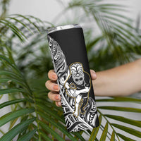 New Zealand Silver Fern Rugby Skinny Tumbler All Black Maori Version Black LT14 - Polynesian Pride