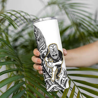 New Zealand Silver Fern Rugby Skinny Tumbler All Black Maori Version White LT14 - Polynesian Pride