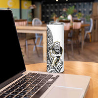 New Zealand Silver Fern Rugby Skinny Tumbler All Black Maori Version White LT14 - Polynesian Pride