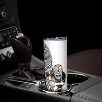 New Zealand Silver Fern Rugby Skinny Tumbler All Black Maori Version White LT14 - Polynesian Pride