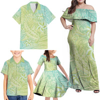 Baby Green Gradient Polynesia Family Matching Off Shoulder Maxi Dress and Hawaiian Shirt Hawaiian Tribal Hammerhead Shark Tattoo LT14 - Polynesian Pride