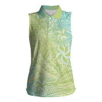 Baby Green Gradient Polynesia Women Sleeveless Polo Shirt Hawaiian Tribal Hammerhead Shark Tattoo LT14 Female Baby Green - Polynesian Pride