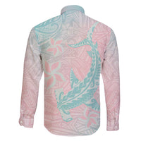 Baby Pink Gradient Polynesia Family Matching Off Shoulder Maxi Dress and Hawaiian Shirt Hawaiian Tribal Hammerhead Shark Tattoo LT14 - Polynesian Pride