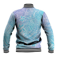 Baby Blue Gradient Polynesia Baseball Jacket Hawaiian Tribal Hammerhead Shark Tattoo