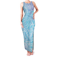 Baby Blue Gradient Polynesia Family Matching Tank Maxi Dress and Hawaiian Shirt Hawaiian Tribal Hammerhead Shark Tattoo LT14 Mom's Dress Baby Blue - Polynesian Pride