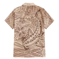 Pastel Brown Polynesia Family Matching Mermaid Dress and Hawaiian Shirt Hawaiian Tribal Hammerhead Shark Tattoo LT14 - Polynesian Pride