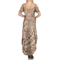 Pastel Brown Polynesia Family Matching Summer Maxi Dress and Hawaiian Shirt Hawaiian Tribal Hammerhead Shark Tattoo LT14 - Polynesian Pride