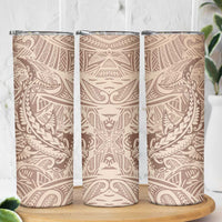 Pastel Brown Polynesia Skinny Tumbler Hawaiian Tribal Hammerhead Shark Tattoo LT14 - Polynesian Pride