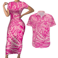 Beige Gradient Polynesia Couples Matching Short Sleeve Bodycon Dress and Hawaiian Shirt Hawaiian Tribal Hammerhead Shark Tattoo LT14 Beige - Polynesian Pride