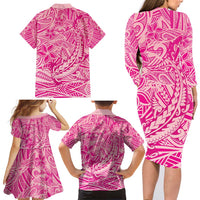 Beige Gradient Polynesia Family Matching Long Sleeve Bodycon Dress and Hawaiian Shirt Hawaiian Tribal Hammerhead Shark Tattoo LT14 - Polynesian Pride