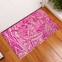 Beige Gradient Polynesia Rubber Doormat Hawaiian Tribal Hammerhead Shark Tattoo