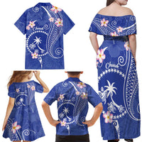 FSM Chuuk Constitution Day Family Matching Off Shoulder Maxi Dress and Hawaiian Shirt Frangipani Flowers Polynesian Curves Style LT14 - Polynesian Pride