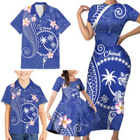 FSM Chuuk Constitution Day Family Matching Short Sleeve Bodycon Dress and Hawaiian Shirt Frangipani Flowers Polynesian Curves Style LT14 - Polynesian Pride