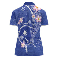 FSM Chuuk Constitution Day Women Polo Shirt Frangipani Flowers Polynesian Curves Style LT14 - Polynesian Pride