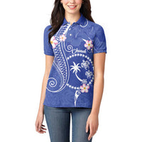 FSM Chuuk Constitution Day Women Polo Shirt Frangipani Flowers Polynesian Curves Style LT14 - Polynesian Pride