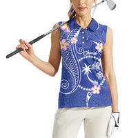 FSM Chuuk Constitution Day Women Sleeveless Polo Shirt Frangipani Flowers Polynesian Curves Style LT14 - Polynesian Pride