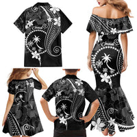 FSM Chuuk Family Matching Mermaid Dress and Hawaiian Shirt Turtle Tropical Flowers Polynesian - Black LT14 - Polynesian Pride
