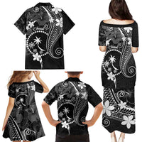 FSM Chuuk Family Matching Puletasi and Hawaiian Shirt Turtle Tropical Flowers Polynesian - Black LT14 - Polynesian Pride