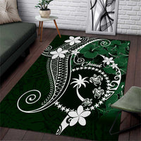 FSM Chuuk Area Rug Turtle Tropical Flowers Polynesian - Green