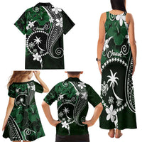 FSM Chuuk Family Matching Tank Maxi Dress and Hawaiian Shirt Turtle Tropical Flowers Polynesian - Green LT14 - Polynesian Pride