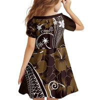 FSM Chuuk Family Matching Summer Maxi Dress and Hawaiian Shirt Turtle Tropical Flowers Polynesian - Brown LT14 - Polynesian Pride