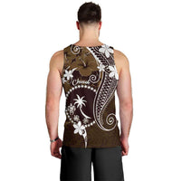 FSM Chuuk Men Tank Top Turtle Tropical Flowers Polynesian - Brown LT14 - Polynesian Pride