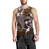 FSM Chuuk Men Tank Top Turtle Tropical Flowers Polynesian - Brown LT14 - Polynesian Pride
