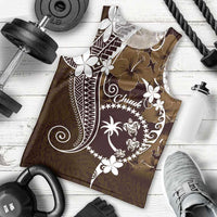 FSM Chuuk Men Tank Top Turtle Tropical Flowers Polynesian - Brown LT14 - Polynesian Pride