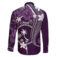 FSM Chuuk Family Matching Summer Maxi Dress and Hawaiian Shirt Turtle Tropical Flowers Polynesian - Purple LT14 - Polynesian Pride