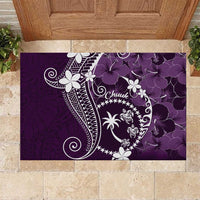 FSM Chuuk Rubber Doormat Turtle Tropical Flowers Polynesian - Purple LT14 Purple - Polynesian Pride