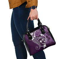 FSM Chuuk Shoulder Handbag Turtle Tropical Flowers Polynesian - Purple LT14 - Polynesian Pride