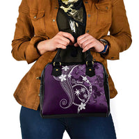 FSM Chuuk Shoulder Handbag Turtle Tropical Flowers Polynesian - Purple LT14 - Polynesian Pride