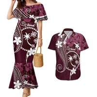 FSM Chuuk Couples Matching Mermaid Dress and Hawaiian Shirt Turtle Tropical Flowers Polynesian - Pink LT14 Pink - Polynesian Pride