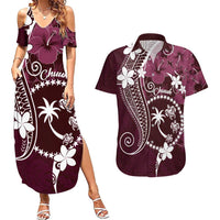 FSM Chuuk Couples Matching Summer Maxi Dress and Hawaiian Shirt Turtle Tropical Flowers Polynesian - Pink LT14 Pink - Polynesian Pride