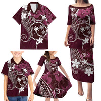 FSM Chuuk Family Matching Puletasi and Hawaiian Shirt Turtle Tropical Flowers Polynesian - Pink LT14 - Polynesian Pride