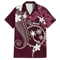 FSM Chuuk Family Matching Puletasi and Hawaiian Shirt Turtle Tropical Flowers Polynesian - Pink LT14 Dad's Shirt - Short Sleeve Pink - Polynesian Pride