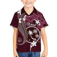 FSM Chuuk Family Matching Puletasi and Hawaiian Shirt Turtle Tropical Flowers Polynesian - Pink LT14 Son's Shirt Pink - Polynesian Pride