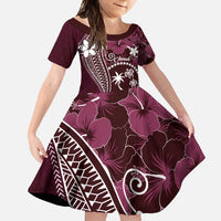 FSM Chuuk Family Matching Tank Maxi Dress and Hawaiian Shirt Turtle Tropical Flowers Polynesian - Pink LT14 Daughter's Dress Pink - Polynesian Pride
