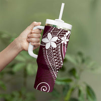 FSM Chuuk Tumbler With Handle Turtle Tropical Flowers Polynesian - Pink