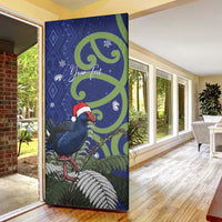 Personalized New Zealand Pukeko Christmas Door Cover Meri Kirihimete Taniko Ponga Koru Blue LT14 - Polynesian Pride