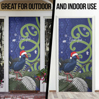 Personalized New Zealand Pukeko Christmas Door Cover Meri Kirihimete Taniko Ponga Koru Blue LT14 - Polynesian Pride