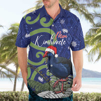 Personalized New Zealand Pukeko Christmas Hawaiian Shirt Meri Kirihimete Taniko Ponga Koru Blue LT14 - Polynesian Pride