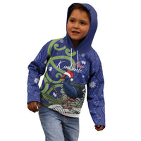 Personalized New Zealand Pukeko Christmas Kid Hoodie Meri Kirihimete Taniko Ponga Koru Blue LT14 - Polynesian Pride