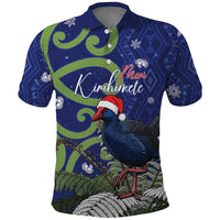 Personalized New Zealand Pukeko Christmas Polo Shirt Meri Kirihimete Taniko Ponga Koru Blue LT14 Blue - Polynesian Pride