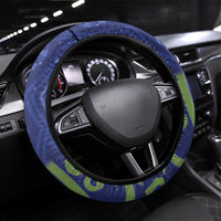 New Zealand Pukeko Christmas Steering Wheel Cover Meri Kirihimete Taniko Ponga Koru Blue LT14 Universal Fit Blue - Polynesian Pride