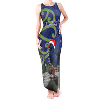 Personalized New Zealand Pukeko Christmas Tank Maxi Dress Meri Kirihimete Taniko Ponga Koru Blue LT14 Women Blue - Polynesian Pride