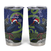 Personalized New Zealand Pukeko Christmas Tumbler Cup Meri Kirihimete Taniko Ponga Koru Blue LT14 Blue - Polynesian Pride